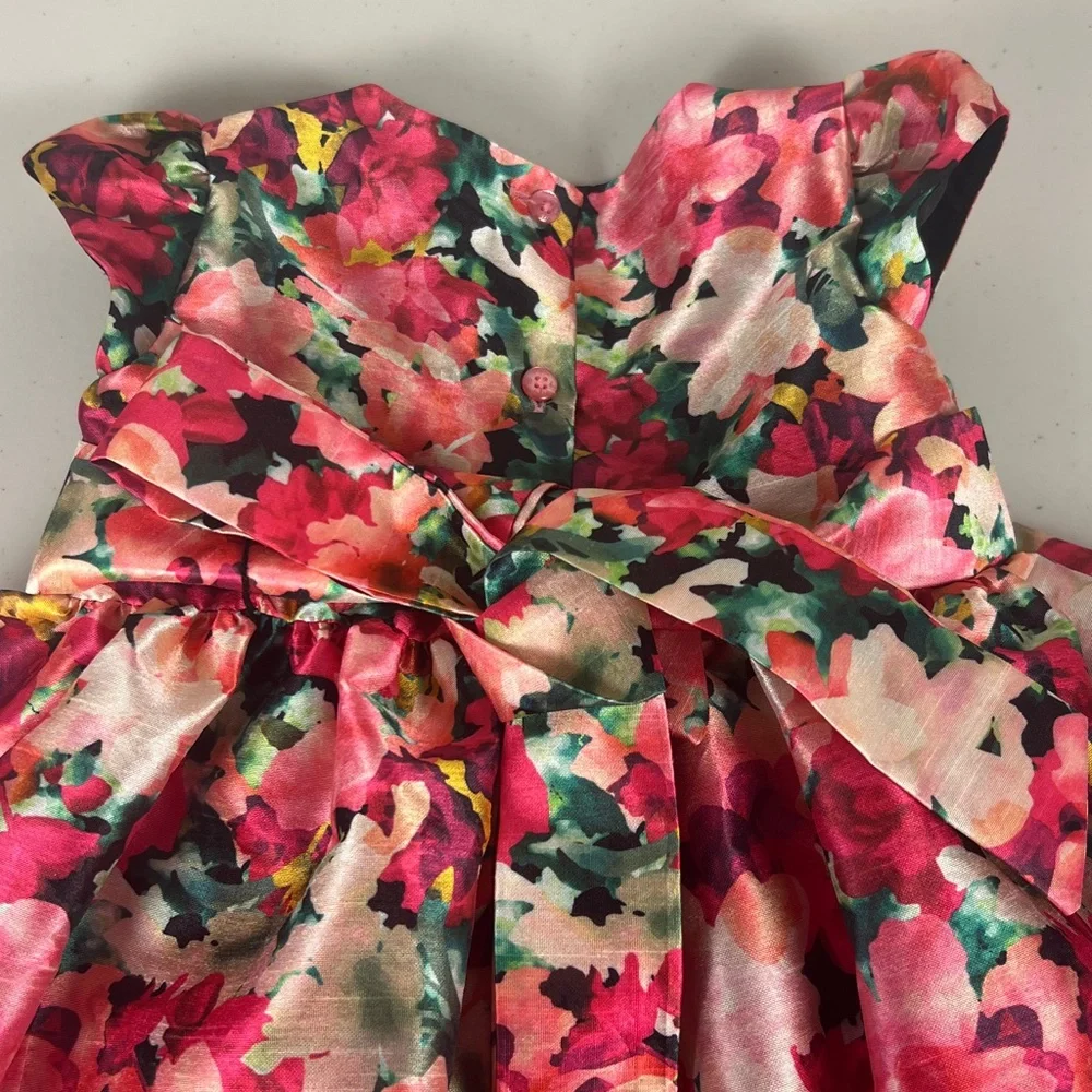 Pastourelle by Pippa & Julie Satin Floral Full Skirt‎ Dress sz 2T EUC